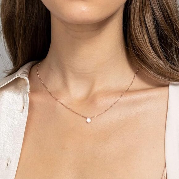 Neiman Marcus Jewelry - Neiman Marcus 14K Gold Plated Created Opal Necklace